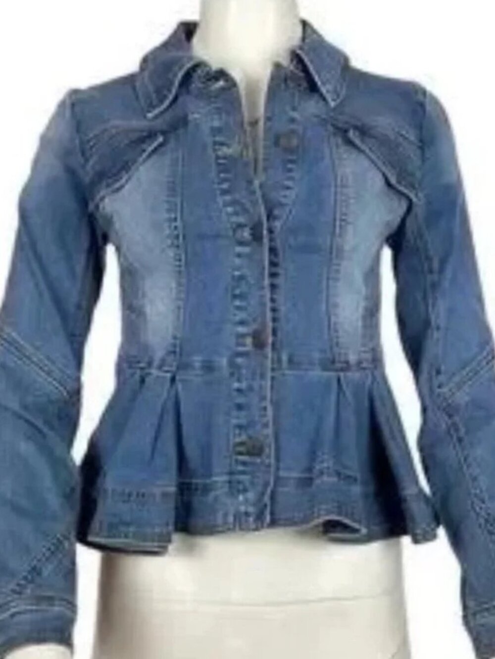 Modern Minx Peplum Stretch Denim Jacket Jean Jacket NWT XS-S